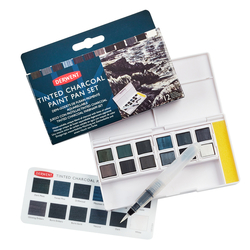 DERWENT Tinted Charcoal Paint Pan Set - sada 12 ks - rozmývatelné pánvičky
