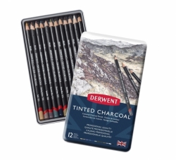 DERWENT Tinted Charcoal - sada tónovaných uhlů - sada 12 ks