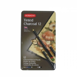 DERWENT Tinted Charcoal - sada tónovaných uhlů - sada 12 ks - starý vzhled