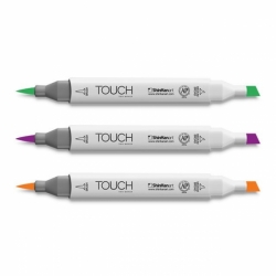 TOUCH Twin Brush Marker - oboustranný fix - ShinHan Art - sada 12 ks - WOOD - hnědé odstíny