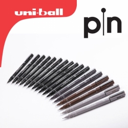 UNI Uni-ball PIN Fineliner Drawing pens (SEPIA & GREY & BLACK) - tenké linery - sada 8 ks