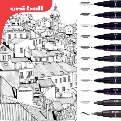 UNI Uni-ball PIN Fineliner Drawing pens BLACK - tenké linery - sada 5 ks