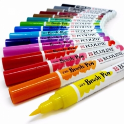 Royal Talens ECOLINE brush pen - štětcové fixy - rozmývatelné - SADA 5 ks PRIMARY - základní barvy