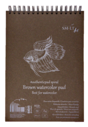 SM-LT Art BROWN watercolor pad A5 - skicák s hnědými listy v kroužkové vazbě - 280 g/m2 - 20 listů