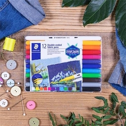 STAEDTLER Design Journey - Double ended fabric pens - oboustranné fixy na textil - 12 ks