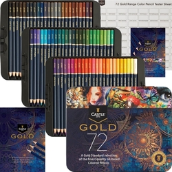 Castle Art Supplies GOLD Standard - umělecké pastelky - sada 72 ks - v plechové krabičce s platy