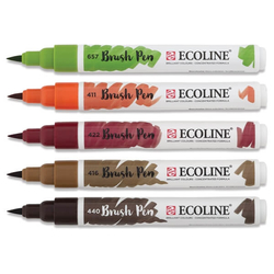Royal Talens ECOLINE brush pen - štětcové fixy - rozmývatelné - SADA 5 ks AUTUMN - podzimní odstíny