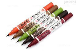 Royal Talens ECOLINE brush pen - štětcové fixy - rozmývatelné - SADA 5 ks AUTUMN - podzimní odstíny
