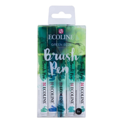 Royal Talens ECOLINE brush pen - štětcové fixy - rozmývatelné - SADA 5 ks GREEN BLUE - zelenomodré odstíny