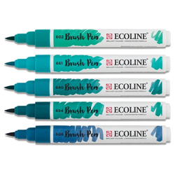 Royal Talens ECOLINE brush pen - štětcové fixy - rozmývatelné - SADA 5 ks GREEN BLUE - zelenomodré odstíny
