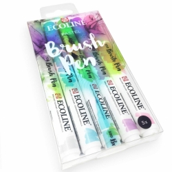 Royal Talens ECOLINE brush pen - štětcové fixy - rozmývatelné - SADA 5 ks PASTEL - pastelové barvy