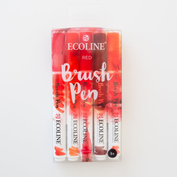 Royal Talens ECOLINE brush pen - štětcové fixy - rozmývatelné - SADA 5 ks RED - červené odstíny