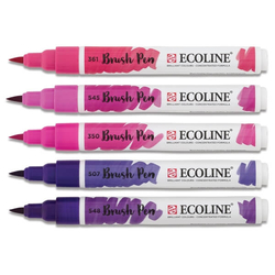 Royal Talens ECOLINE brush pen - štětcové fixy - rozmývatelné - SADA 5 ks VIOLET - fialové odstíny