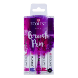 Royal Talens ECOLINE brush pen - štětcové fixy - rozmývatelné - SADA 5 ks VIOLET - fialové odstíny