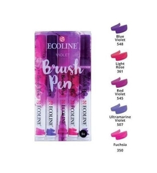 Royal Talens ECOLINE brush pen - štětcové fixy - rozmývatelné - SADA 5 ks VIOLET - fialové odstíny