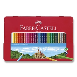 Faber-Castell ZÁMEK barevné pastelky - sada 36 ks - v plechové krabičce