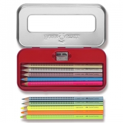 Faber-Castell Jumbo Grip NEON + METAL - sada 10 ks - neonové a metalické barvy