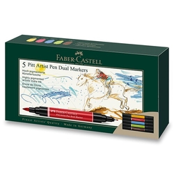 Faber-Castell Pitt Artist Pen Dual marker - oboustranné popisovače - sada 5 ks