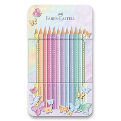 Faber-Castell SPARKLE - třpytivé pastelky Grip v designové krabičce - sada 12 kusů