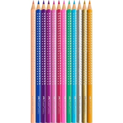 Faber-Castell SPARKLE - třpytivé pastelky Grip v designové krabičce - sada 12 kusů