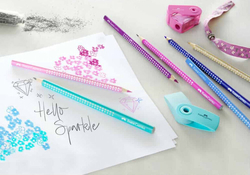 Faber-Castell SPARKLE - třpytivé pastelky Grip v designové krabičce - sada 21 kusů