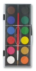 Faber-Castell WATERCOLOURS - vodové barvy - sada 12 ks (průměr 24 mm)