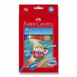 Faber-Castell akvarelové pastelky - sada 36 ks - ořezávátko a štětec