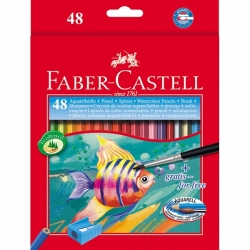 Faber-Castell akvarelové pastelky - sada 48 ks - ořezávátko a štětec