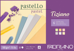 FABRIANO Tiziano Pastello SOFT COLOURS - skicák (160 g/m2, 30 listů) - A4 - 6 jemných barev
