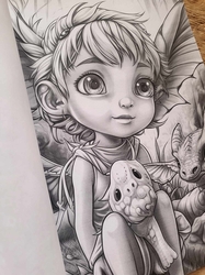 Fairies & Dragons Grayscale Coloring Book - Max Brenner 