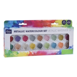 Metallic watercolour set 18 barev + 2 štetce