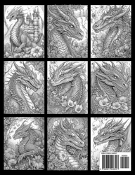 Flower Dragon Grayscale Coloring Book - World of Flowers - Max Brenner