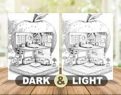 Fruit House Interior Grayscale Coloring Book - Max Brenner