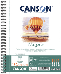 CANSON "C" a grain skicák - kroužková vazba (A5, A4, 30 listů, 180 g/m2)- různé varianty