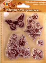 Gelová razítka - Motýlek a květiny