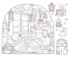 Good friend squirrel and antique town resident Thrilling coloring book series - JAPONSKO 