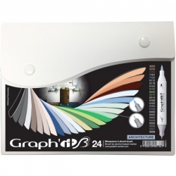 Graph'it Twin Brush Marker - oboustranný fix - sada 24 ks - Architecture