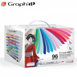 Graph'it Twin Brush Marker - oboustranný fix - sada 96 popisovačů s displejem