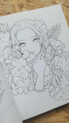 Hanaemi: A coloring book of a pretty girl and beautiful flowers- JAPONSKO