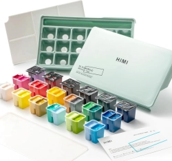 HIMI akrylové barvy Twin Cup Jelly - sada 36 barev (perleťově zelené pouzdro)