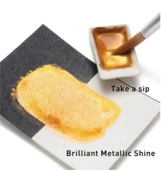 HIMI akvarelové barvy - metalické barvy v pánvičkách - 12 ks - Golden Metallic edition - ZLATÁ