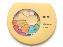 HIMI akvarelové barvy - Semi-Moist (polovlhké) METALICKÉ - 24 barev ve vaničkách - ŽLUTÁ