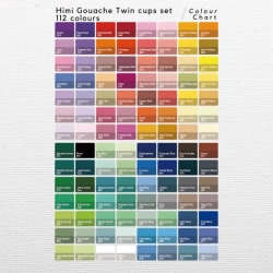 HIMI Twin Cup Gouache Set Blue Edition - kvašové barvy - sada 112 x 12 ml - MODRÁ