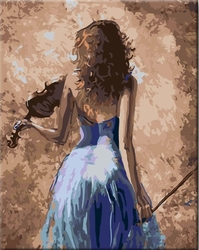 Malování podle čisel - Houslistka v modrých šatech - 40 x 50 cm - obtížnost 2 (snadné)
