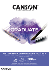 CANSON Graduate Mix-Med skicák - lepený (200 g/m2, 20 listů, A5, A4, A3) - Různé varianty