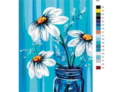 Malování podle čisel - Kopretiny ve sklenici - 40 x 50 cm - obtížnost 2 (snadné) 
