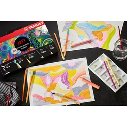STABILO ARTY - Kreativní sada - Linery, Fixy, Zvýrazňovače, Akvarel. pastelky, 50 ks
