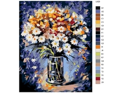 Malování podle čisel - Kytice s kopretinami - 40 x 50 cm - obtížnost 2 (snadné)
