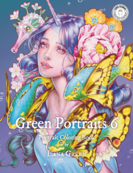 Green Portraits 6 - Portrait Coloring Book - LANA GREEN