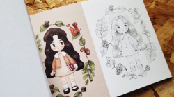 Little Forest Girl´s colouring postcards - JAPONSKO - pohlednice